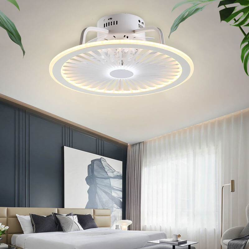 Slim Round LED Ceiling Fan Light - Modern ABS Flush Mount Design