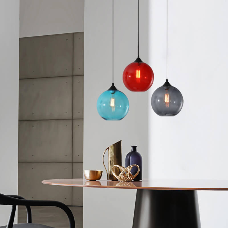 Modern Minimalist Stained Glass Iron 1-Light Pendant for Living Room