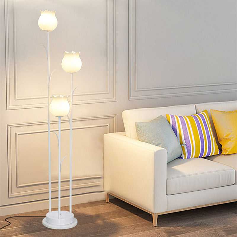 Contemporary Scandinavian 3-Light Floor Lamp - Iron & Glass for Living Room