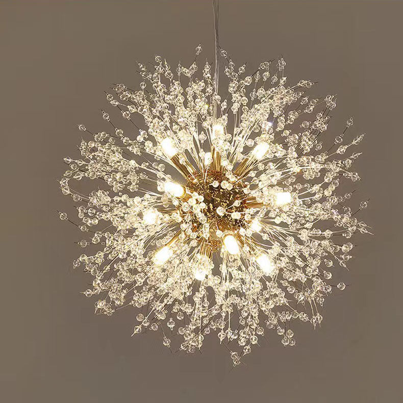 Contemporary Scandinavian Dandelion Crystal Chandelier - 8/9/12/16 Lights for Bedroom Elegance