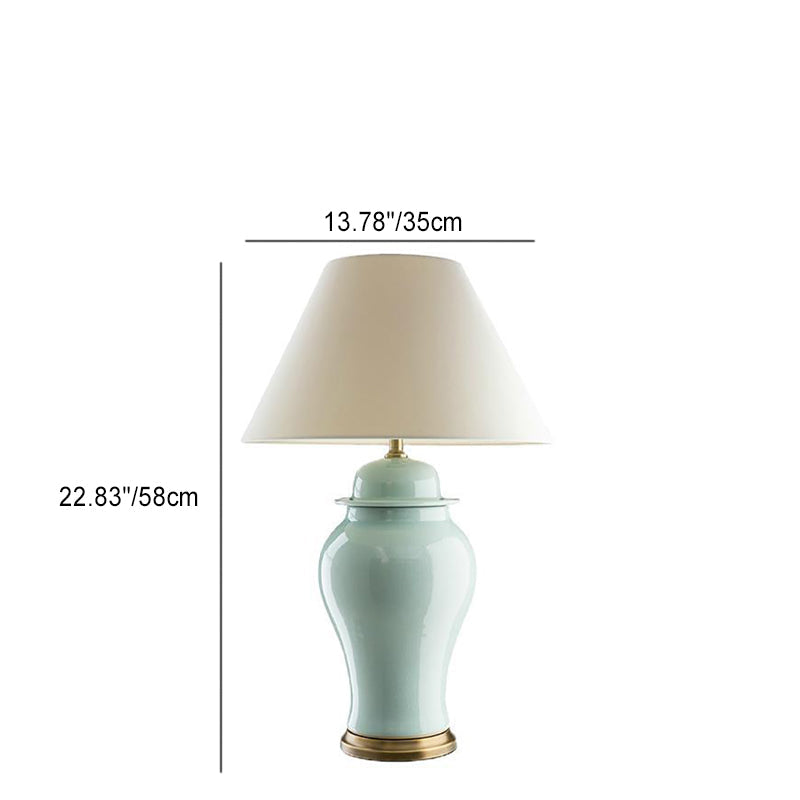 Rustic Ceramic Conic Vase Table Lamp 1-Light for Study