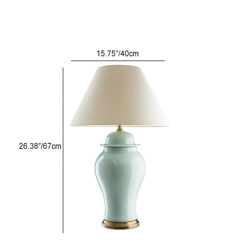 Rustic Ceramic Conic Vase Table Lamp 1-Light for Study