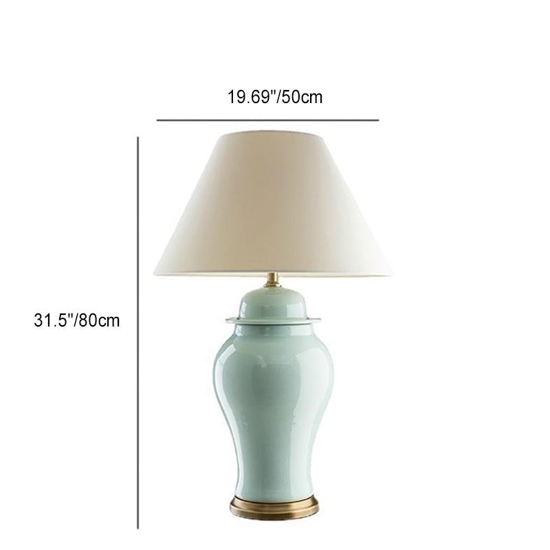 Rustic Ceramic Conic Vase Table Lamp 1-Light for Study
