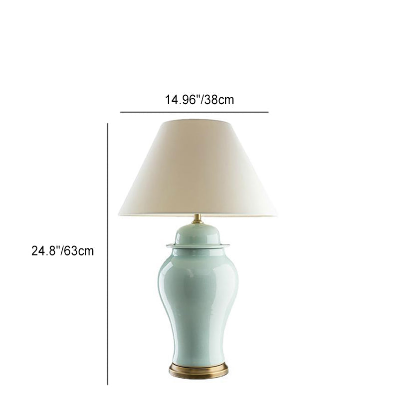 Traditional Rustic Ceramic Fabric Conic Vase 1-Light Table Lamp for Study Bedroom Home Decor Modern Rustic Lighting Elegant Desk Lamp Unique Accent Lamp Decorative Illumination Farmhouse Style Ceramic Table Lamp Cozy Living Room Lighting Soft Fabric Shade