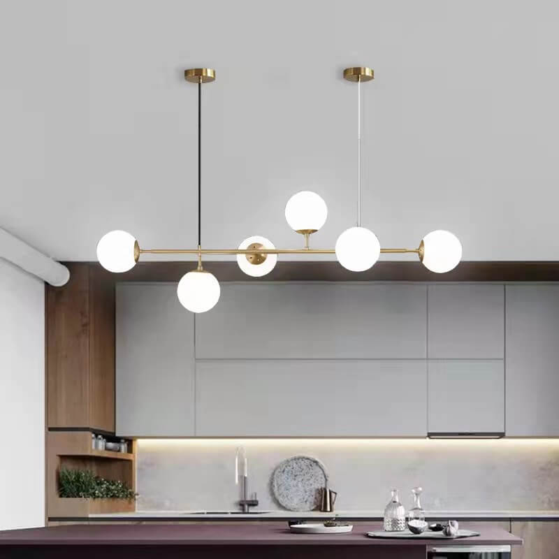 Nordic Minimalist Colorful Glass Orb 6-Light Island Chandelier