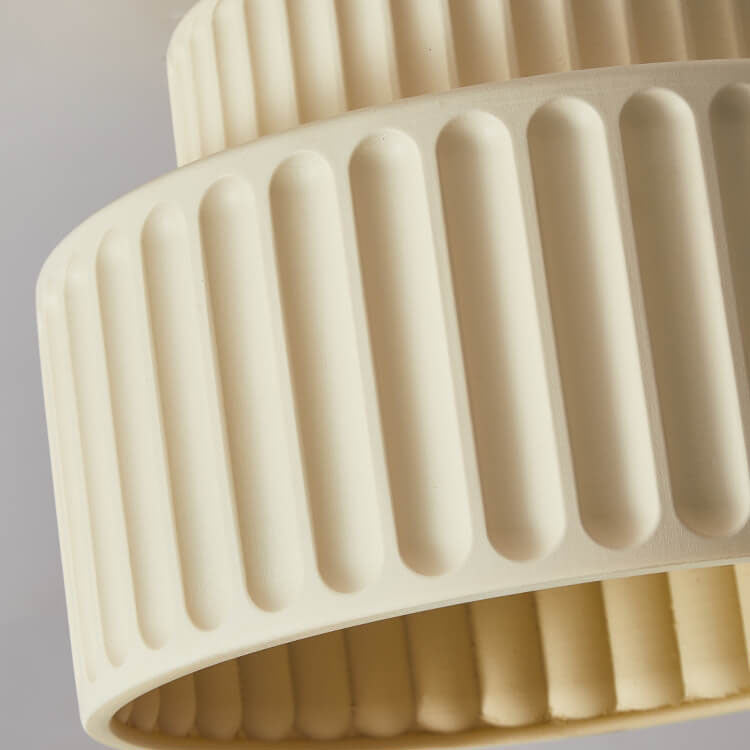 Contemporary Nordic Cream Stripe Hand-Sculpted Resin Flush Mount Ceiling Light for Entryway