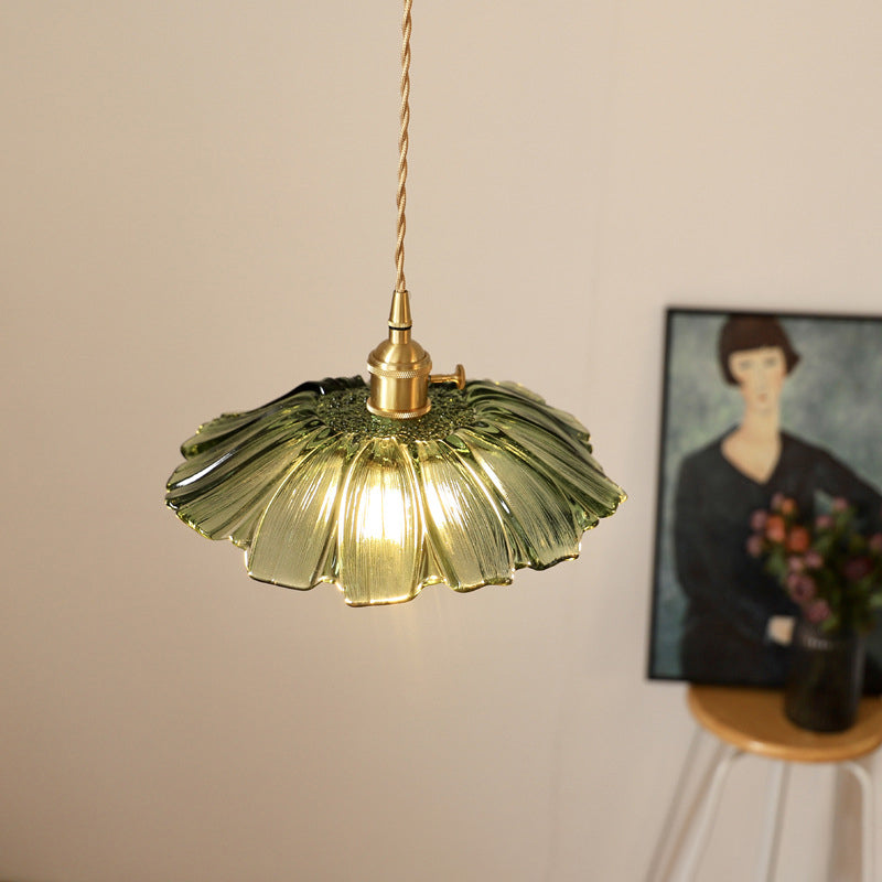 Vintage Lotus Leaf Brass Pendant Light - 1-Light Fixture for Living Room