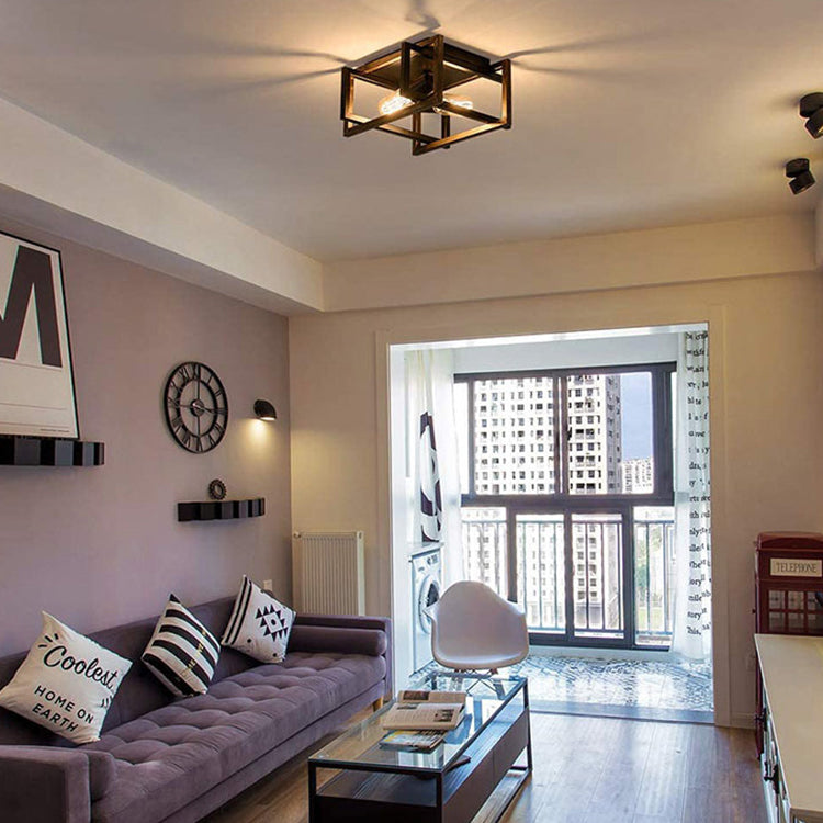 Contemporary Industrial Square Iron 2-Light Semi-Flush Mount Ceiling Light 

Upgrade your living room decor with this stylish contemporary industrial 2-light semi-flush mount ceiling light. Crafted from durable iron with a sleek square design, this fixtur