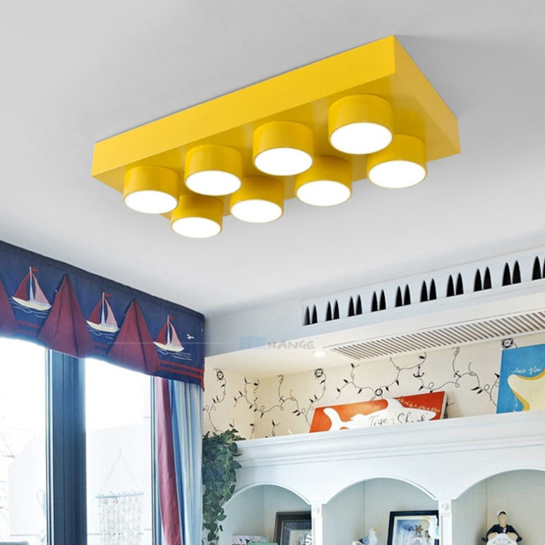 Contemporary Square Iron LED Flush Mount Ceiling Light for Bedroom