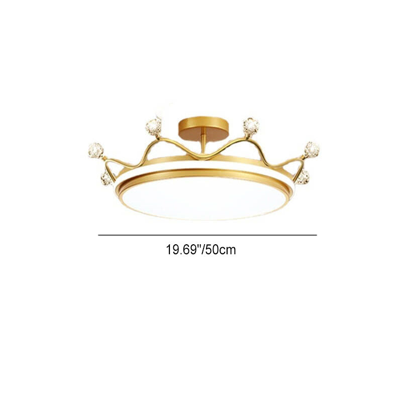 Contemporary Kids Crown LED Semi-Flush Mount Ceiling Light for Bedroom