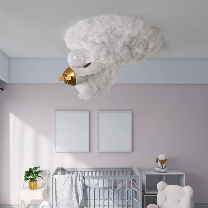 Modern Creative Spray Airplane Cotton Kids Flush Mount Ceiling Light | 1/3/5-Light Kids Room Lighting | Aviation-Themed Nursery Light Fixture | Stylish Children's Room Decor | Playful Airplane Design | Colorful Flush Mount Light for Kids | Fun Lighting fo
