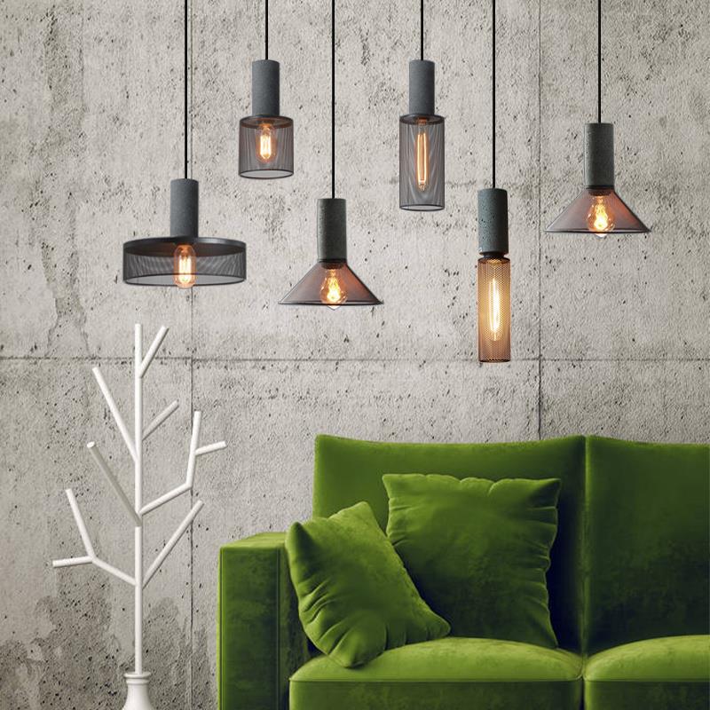 Contemporary Industrial Tapered Cement & Iron Pendant Light - 1-Light for Living Room