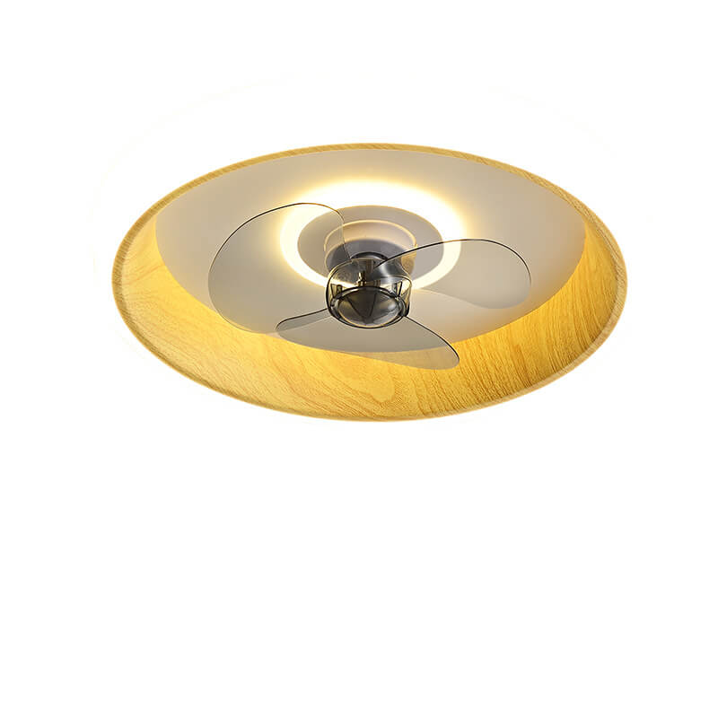 Nordic Minimalist Round Acrylic Wood Grain LED Ceiling Fan Light