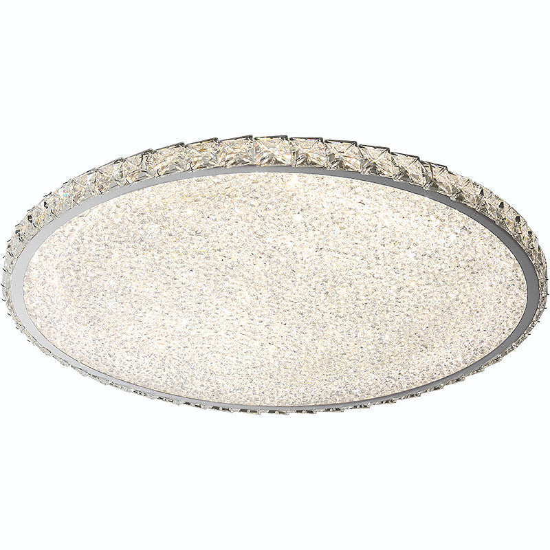 Modern Luxury LED Flush Mount Ceiling Light - Stainless Steel & Crystal Design for Living Room