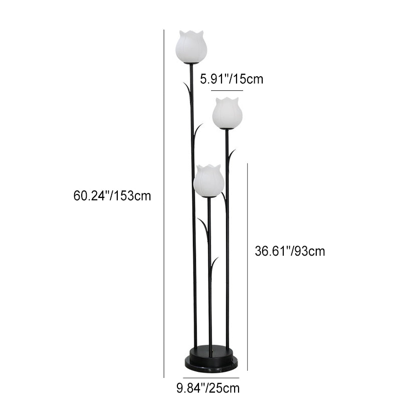 Contemporary Scandinavian 3-Light Floor Lamp - Iron & Glass for Living Room