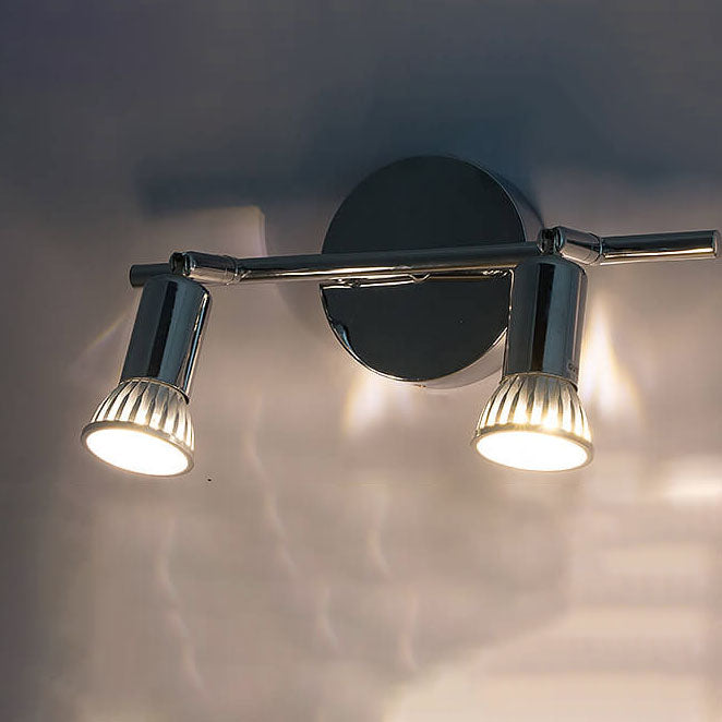 Modern Chrome 2-Light Vanity Wall Sconce - Elegant Metal Mirror Lamp