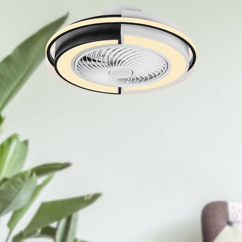 Modern Round LED Semi-Flush Mount Ceiling Fan Light