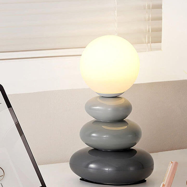 Modern Minimalist Pebble Ceramic Glass USB LED Table Lamp - Stylish Home Lighting, Decorative Desk Lamp, Contemporary Nightstand Light, USB Rechargeable Lamp, Elegant Office Lighting, Soft Ambient Light, Unique Home Decor, Energy-Efficient LED, Decorative