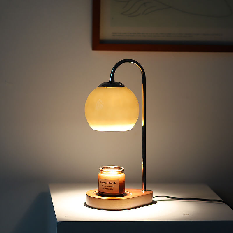 Modern Solid Wood Candle Spherical 1-Light Melting Wax Table Lamp, Rustic Home Decor Lamp, Contemporary Design Lighting, Elegant Bedroom Accent Lamp, Warm Candlelight Table Lamp, Handmade Wooden Lamp, Unique Gift for Home Decor, Eco-Friendly Light Fixture