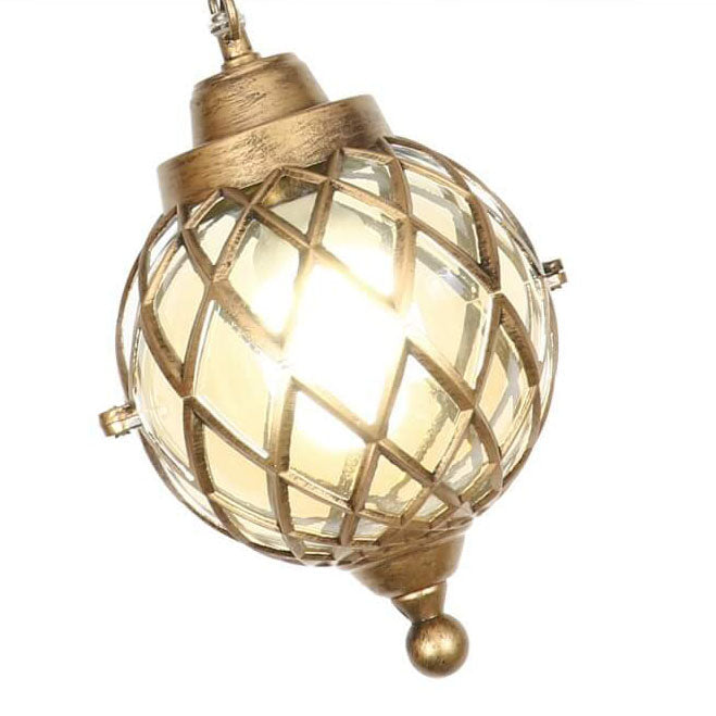 European Vintage Round Ball Die-Cast Aluminum Outdoor Waterproof Pendant Light 1-Light