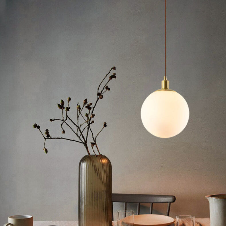 Contemporary Nordic Minimalist 1-Light White Orb Pendant for Bedroom