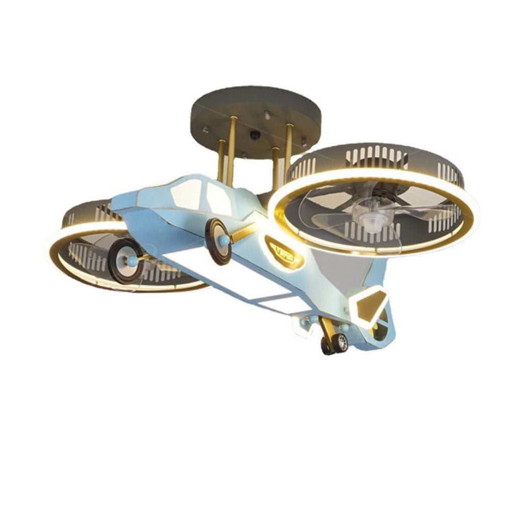 Contemporary LED Aircraft Ceiling Fan Light for Kids' Bedroom