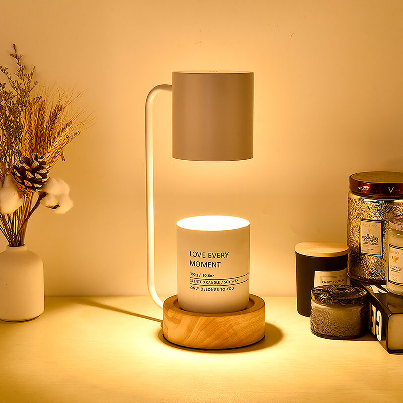 Japanese Minimalist Wood Table Lamp, Dimming Wax Lamp, Melting Candle Design, 1-Light Adjustable Brightness, Contemporary Home Decor, Unique Lighting for Bedroom and Living Room, Eco-Friendly LED Light, Stylish Interior Accent, Warm Ambiance Lighting