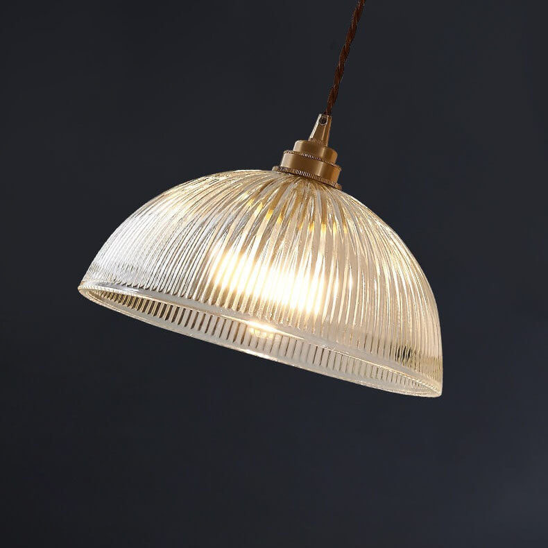Modern Minimalist Brass Glass Dome Pendant Light 1-Light Fixture