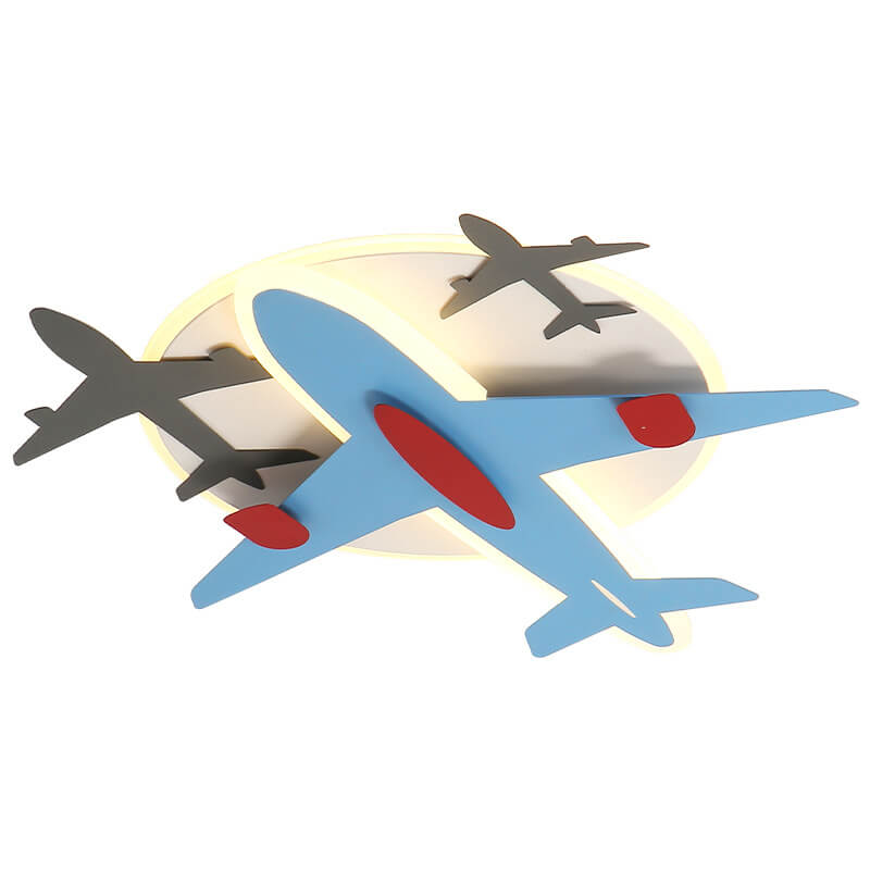 Contemporary Aircraft Shape Flush Mount Ceiling Light for Kids, Creative Iron Acrylic Aluminum LED Cartoon Design, Modern Children's Room Lighting Fixture, Stylish Aviation-Themed Light for Nursery and Playroom, Energy-Efficient Kids Ceiling Lamp, Unique