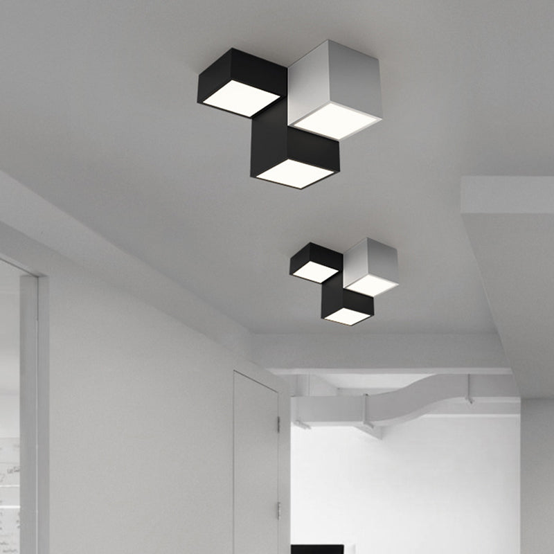 Modern Minimalist Cube LED Flush Mount Ceiling Light for Living Room