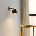 Contemporary Scandinavian Copper Wood 1-Light Wall Sconce for Bedroom  

Illuminate your bedroom with this stylish Scandinavian-inspired wall sconce. The unique round cone design combines warm copper and natural wood for a modern touch. This 1-light fixtu