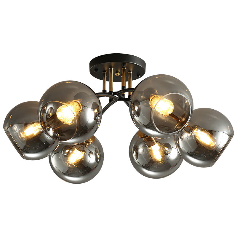 Modern Luxury Iron Glass Magic Bean Semi-Flush Mount Ceiling Light - 4/6/8 Lights for Bedroom