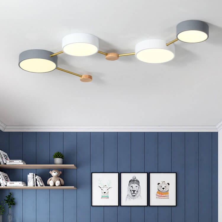 Scandinavian Minimalist Solid Wood Iron LED Flush Mount Light