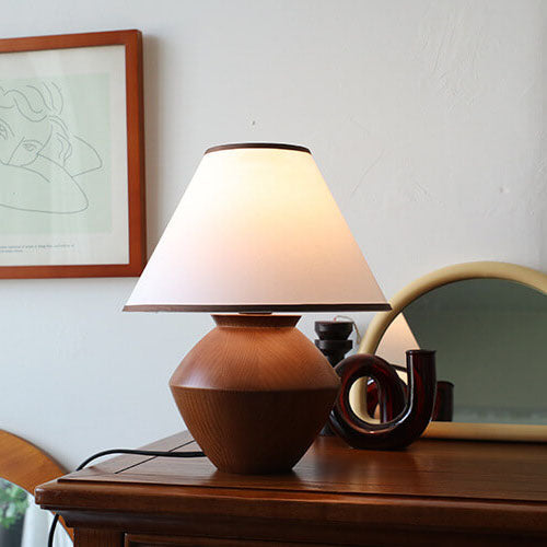 Japanese Wabi-Sabi Vintage Solid Wood 1-Light Table Lamp