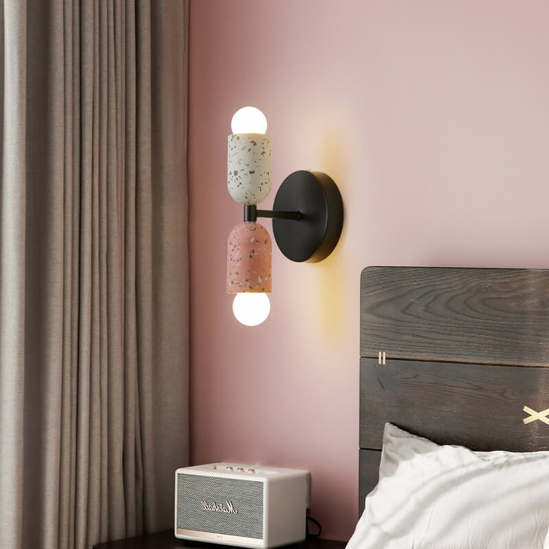 Modern Wabi-Sabi Iron Cement Wall Sconce Lamp - 2-Light Design