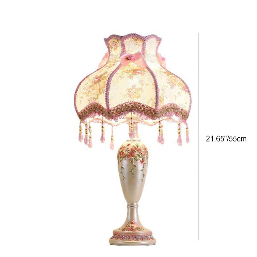 European Romantic Fabric Tassel Table Lamp - 1-Light Elegance for Home Décor