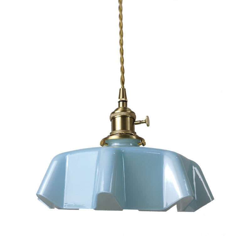 Traditional Japanese Cream Petal Glass Iron Pendant Light for Dining Room