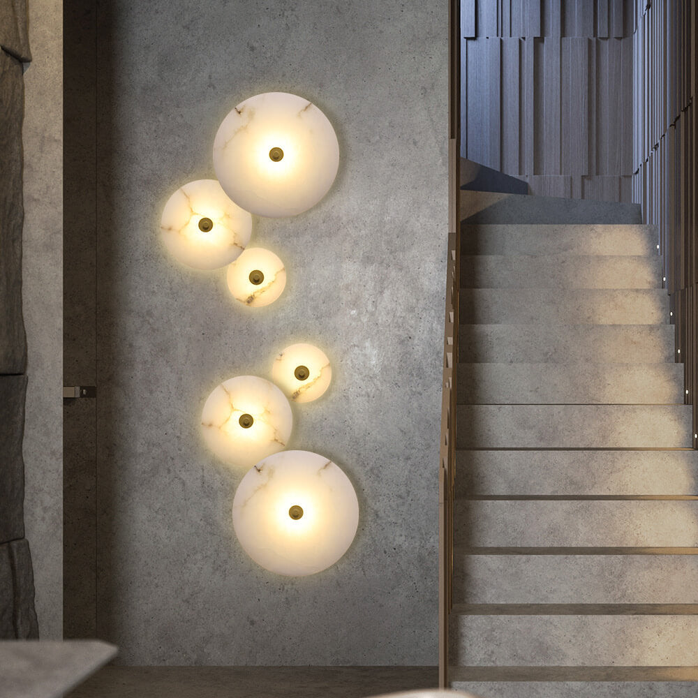 Contemporary Luxury Marble Iron LED Wall Sconce for Living Room & Bedroom