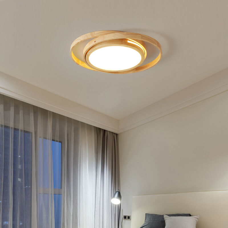 Minimalist Wood Circle LED Flush Mount Ceiling Light