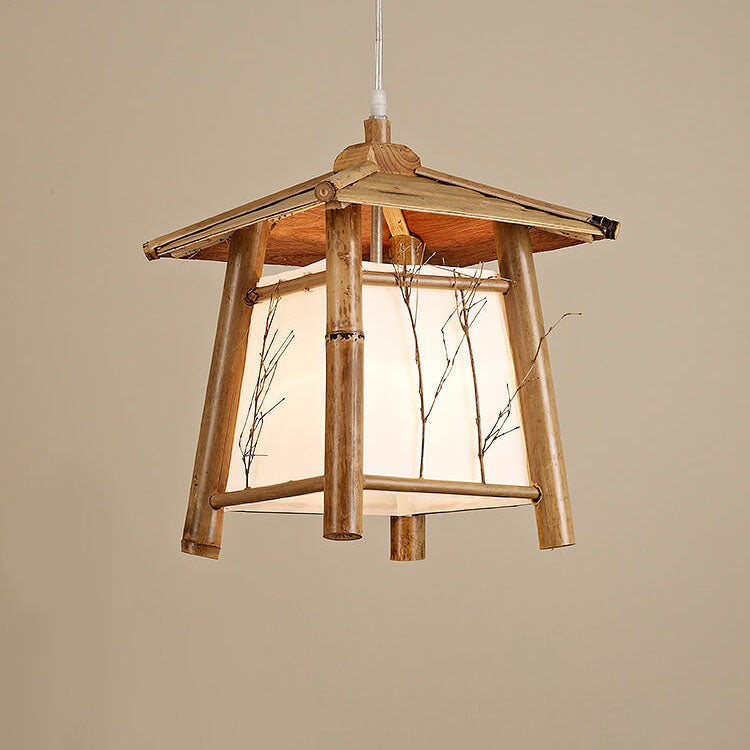 Japanese Rustic Vintage Bamboo Weaving Pendant Light 1-Light Fixture