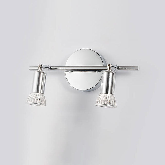 Modern Chrome 2-Light Vanity Wall Sconce - Elegant Metal Mirror Lamp