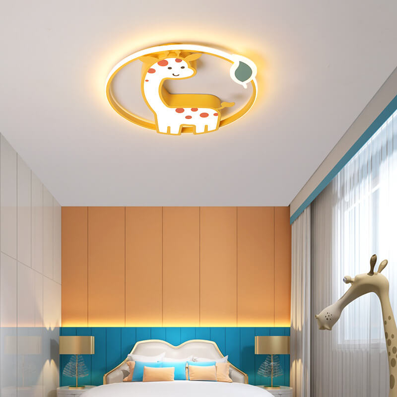 Cartoon Creative Giraffe Acrylic LED Flush Mount Ceiling Light for Kids Room, Nursery, Playroom, Children's Bedroom Lighting, Decorative Giraffe Ceiling Fixture, Colorful Cartoon Animal Design, Modern Kids Lighting Solution, Energy-Efficient LED Flush Lig
