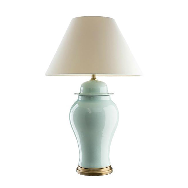 Rustic Ceramic Conic Vase Table Lamp 1-Light for Study