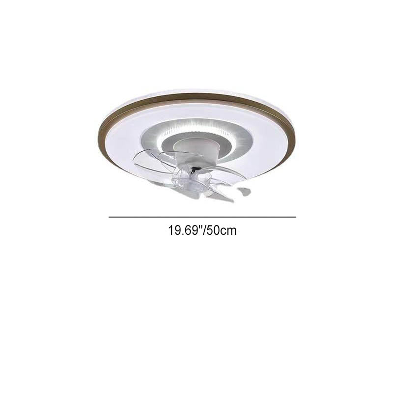 Modern Minimalist Round LED Flush Mount Ceiling Fan Light for Living Room