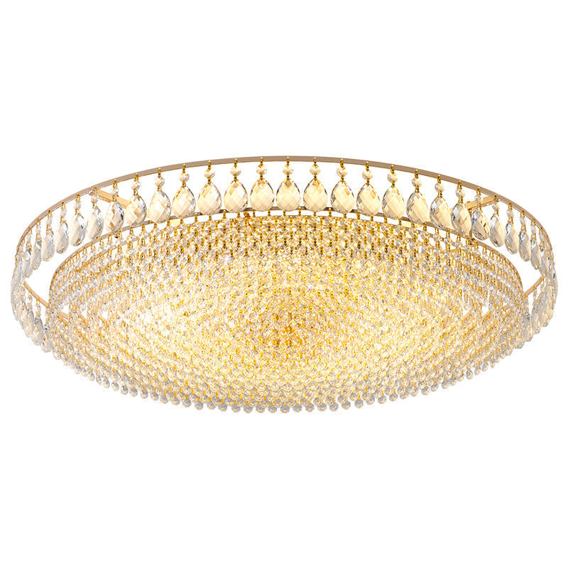 Modern Luxury Circle Iron Crystal Flush Mount Ceiling Light for Living Room - 4/6/8/10 Lights