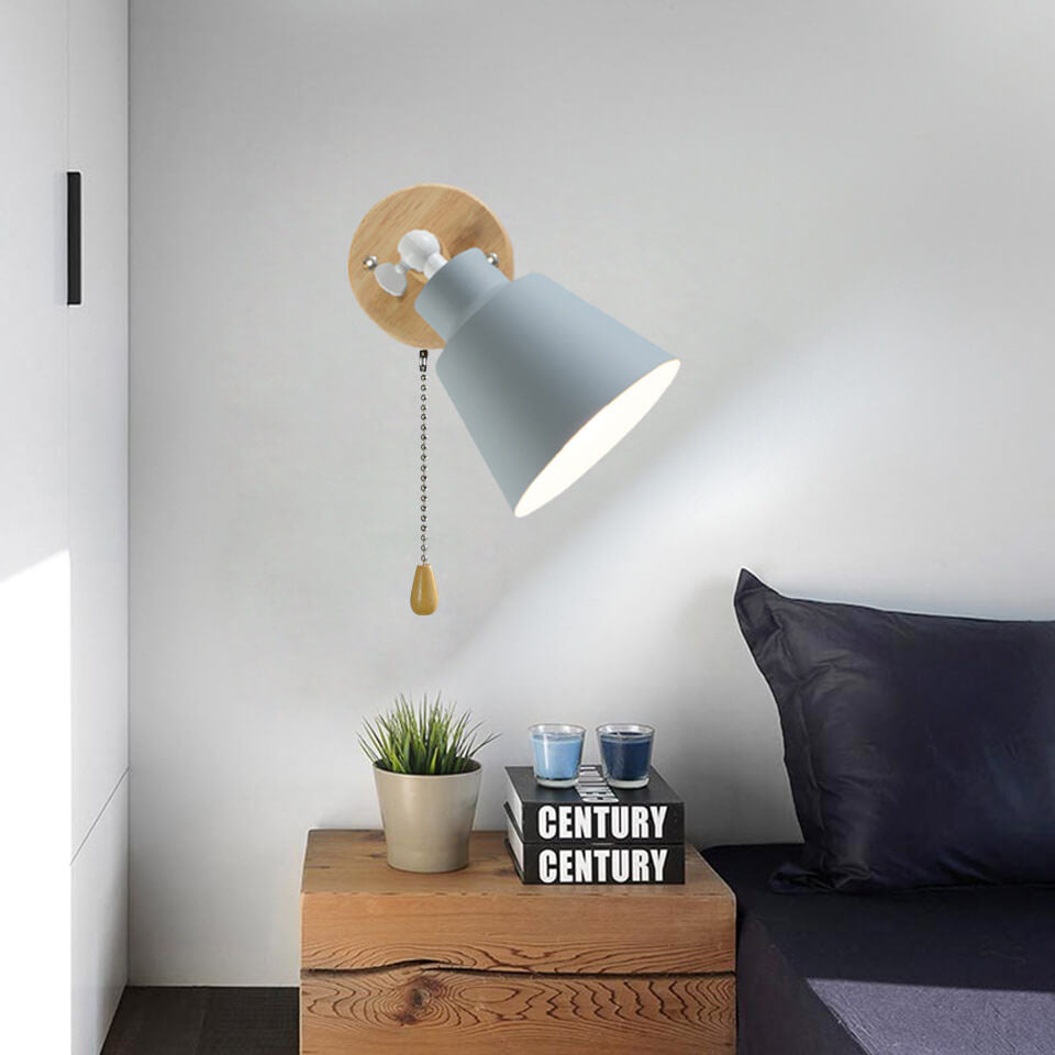 Nordic Minimalist Rotatable Wood 1-Light Wall Sconce Lamp Serene Design