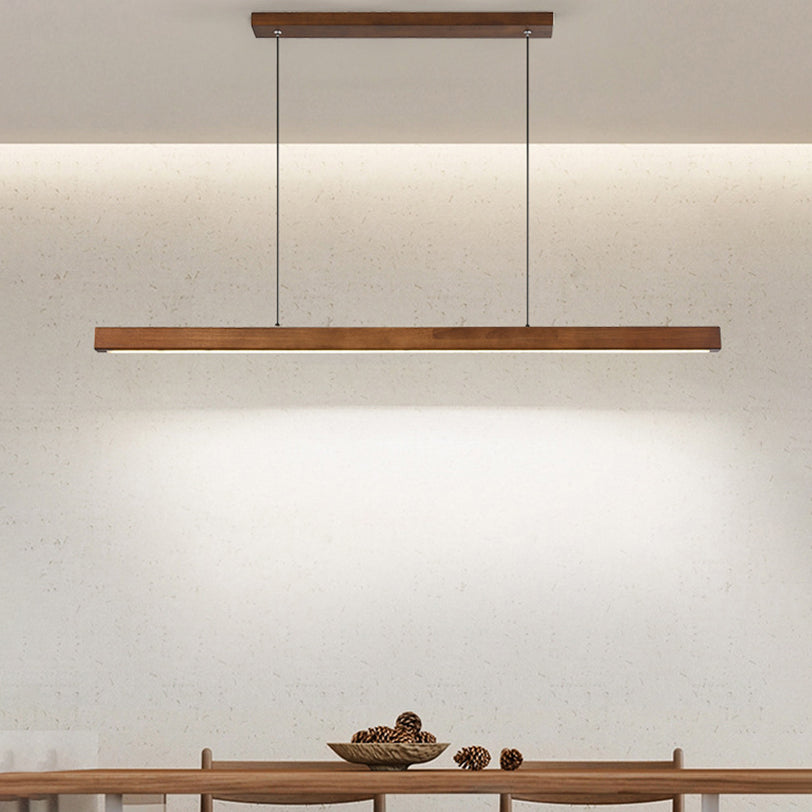 Contemporary Nordic Rubber Wood Acrylic LED Island Light Chandelier for Dining Room
