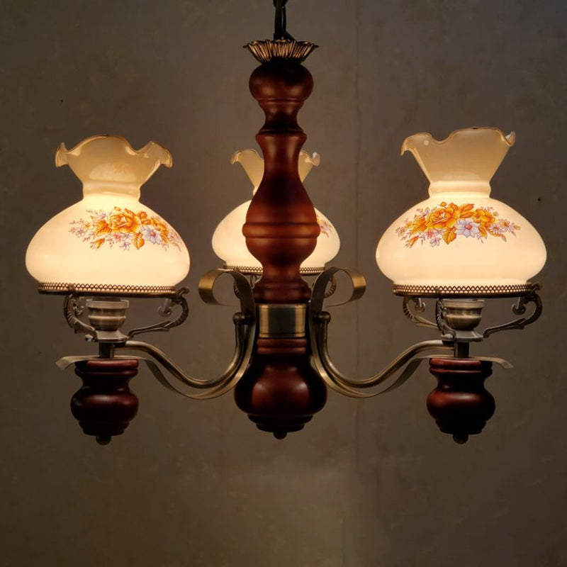 Rustic Iron & Wood 3-Light Candelabra Chandelier for Living Room Decor