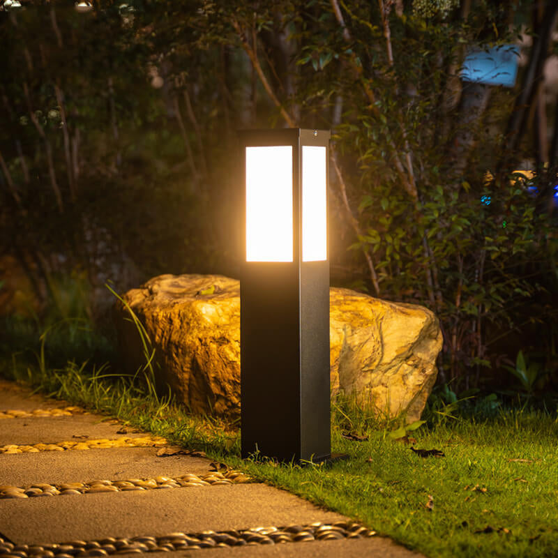 Modern Solar Lawn Square Column Outdoor Path Lamp Waterproof Garden Light
