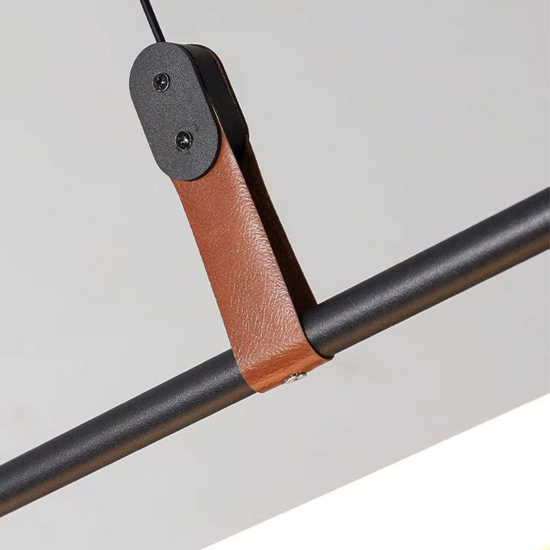 Modern Minimalist LED Island Light Chandelier - Iron, Acrylic & Faux Leather for Living & Dining Rooms